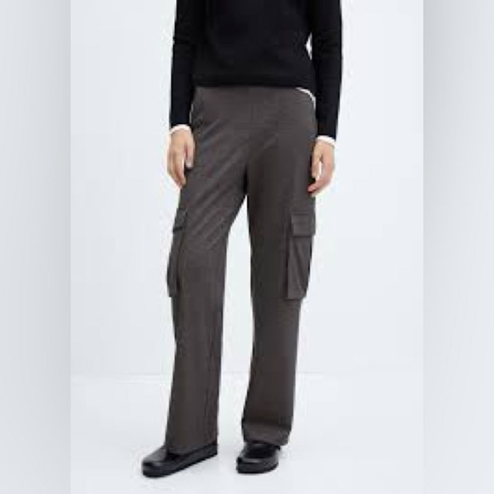 Mango Gray Wide-Leg Cargo Pants
